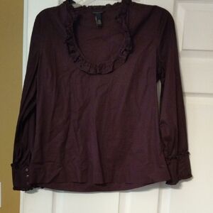 Banana Republic Brown Ruffled Cuffed Sleeve Blouse